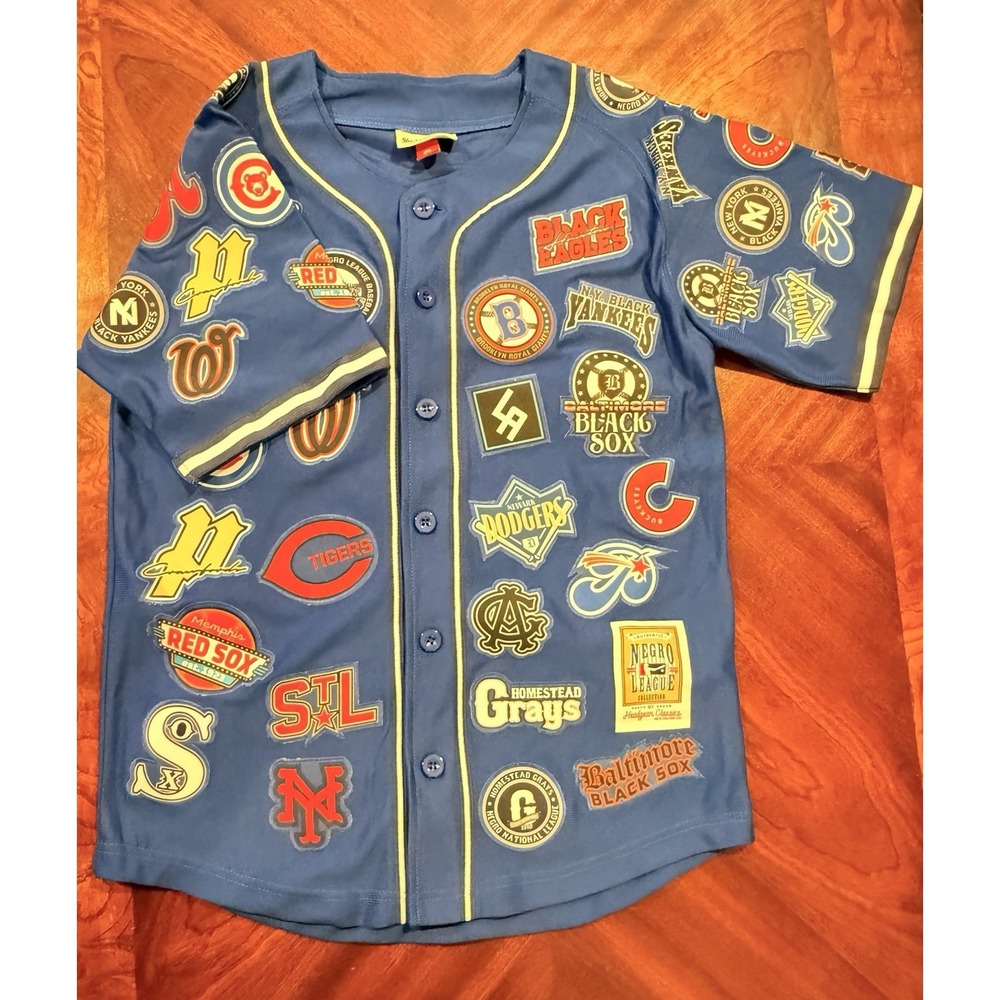 Negro League Baseball Jersey Headgear Classics Patchwork Button Up Mens Small‎